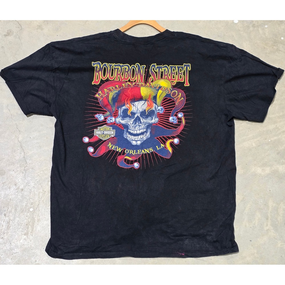 Harley Davidson Bourbon Street New Orleans Jester Skull T-Shirt Mens XL Black